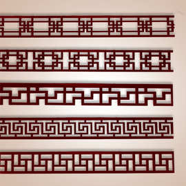 中式实木镂空线条雕刻仿古吊顶腰线客厅背景墙装饰新中式棚顶花格