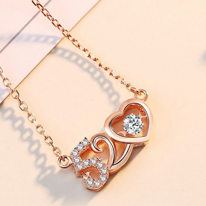 Romantic 520 Love Necklace Female Light Luxury Minority Clavicle Chain Jewelry Beating Love Pendant Titanium Steel No Fading