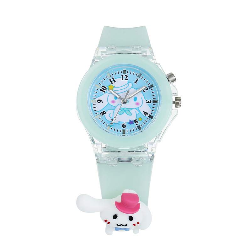 Sanrio Cartoon Children Watch Children's Primary School Student Colorful Glowing Luminous Silicone Strap Doll Electronic Watch