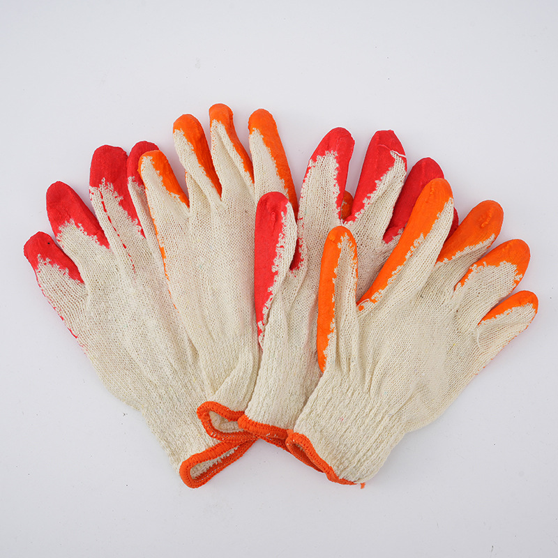 Cotton Thread Rubber Coated Gloves Breathable and Wearable Labor Protection Gloves Home Decoration Protective Work Gloves Non-Slip Latex Gloves