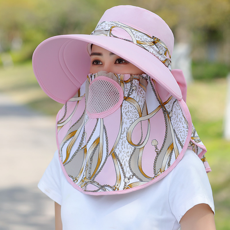 Spring and Summer New Sun Protection Hat Outdoor Sun Hat for Women Big Brim Face-Covering Tea Picking Hat