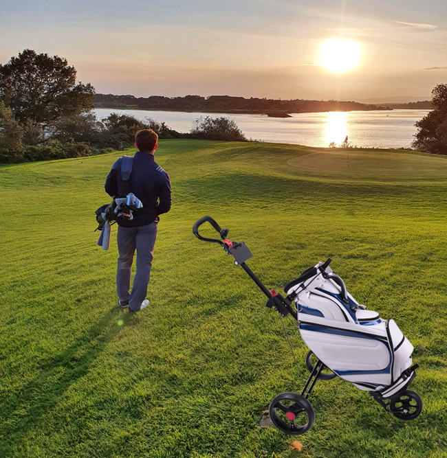 高尔夫球包车可折叠手推车三轮铝合金拉包车带伞架轻松省力手拉车