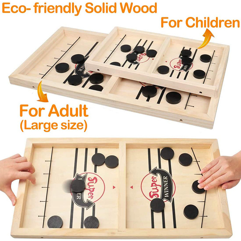 Wooden Playing Chess Double Playing Chess Parent-Child Interactive Collision Chess Ice Hockey Battle Children's Educational Desktop Game