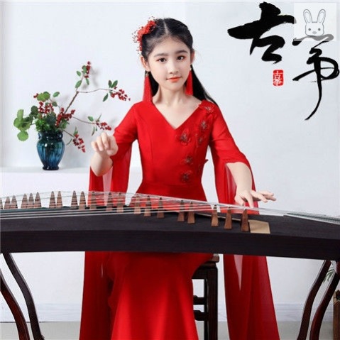 古筝表演服装女童演出演奏礼服比赛儿童古筝演出服钢琴二胡新款包