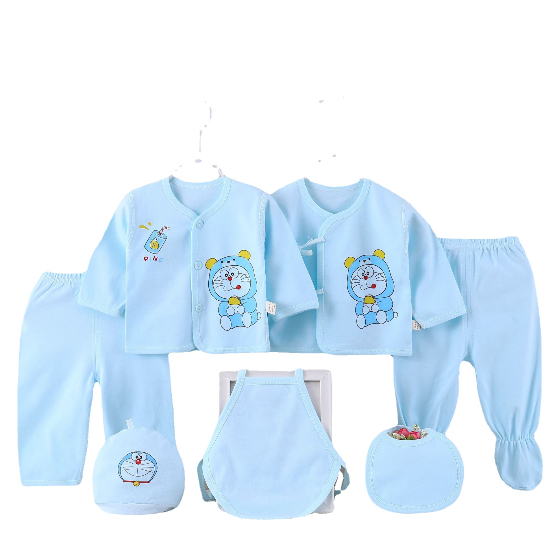 Newborn Boneless Seven-Piece Baby Suit Cotton Clothes Spring and Autumn Supplies Newborn One Month Old Four Seasons Baby Suit