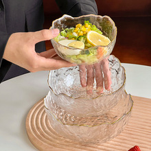 透明玻璃碗沙拉碗玻璃家用甜品冰粉水果加厚高颜值网红碗周岁净手
