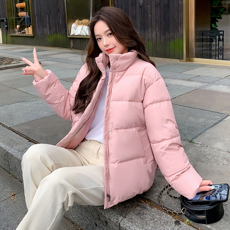 Women's Cotton-Padded Jacket 2023 Popular Cotton-Padded Jacket Women's Short Small Bread Coat Winter Thickened Stand Collar Cotton-Padded Coat Women