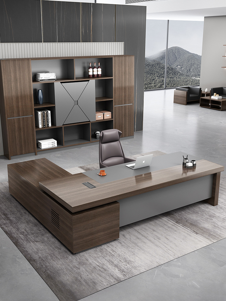 现代办公桌单人总经理办公室家具简约办公台组合老板桌总裁老总带