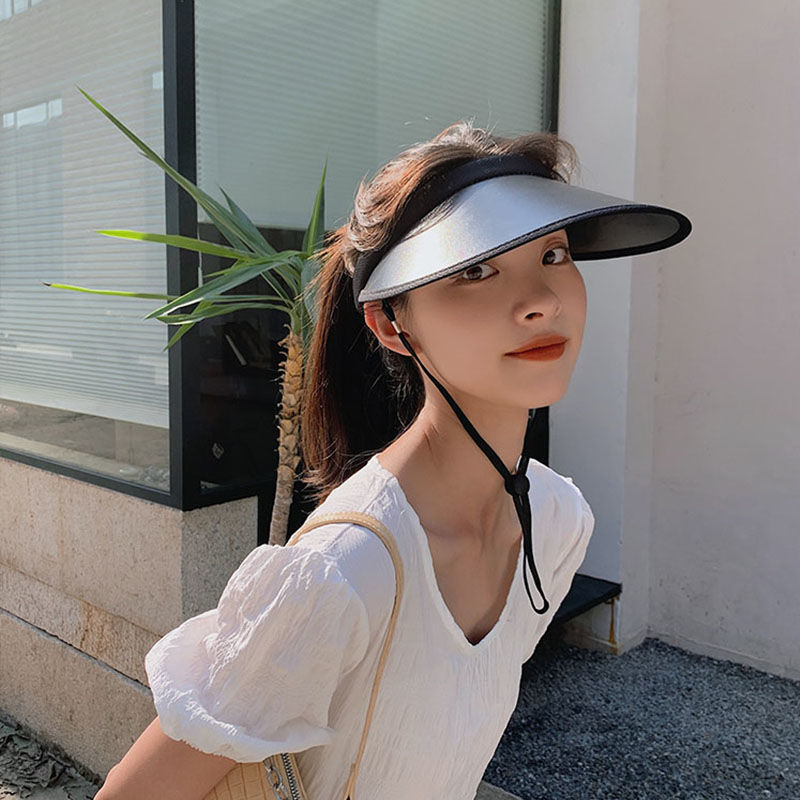 晚晚同款遮阳帽韩国女uv防紫外线空顶帽子骑行防晒帽夏户外太阳帽