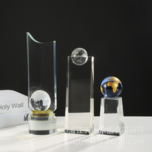 创意水晶奖杯奖牌制作跨境空白水晶地球欧洲半球奖杯