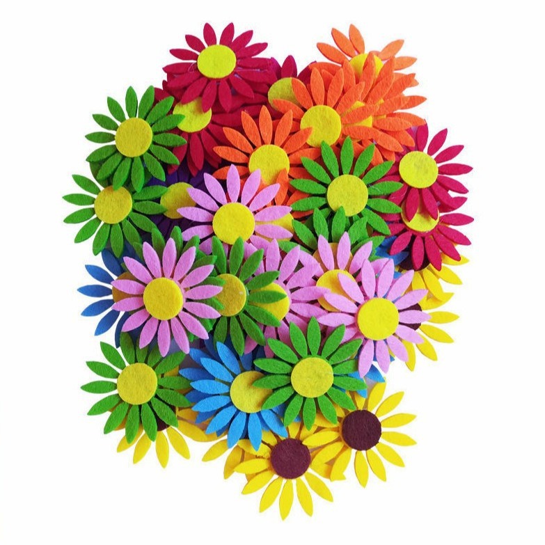 幼儿园小学初中高中黑板报小花饰品无纺布花朵混色贴饰1包50个