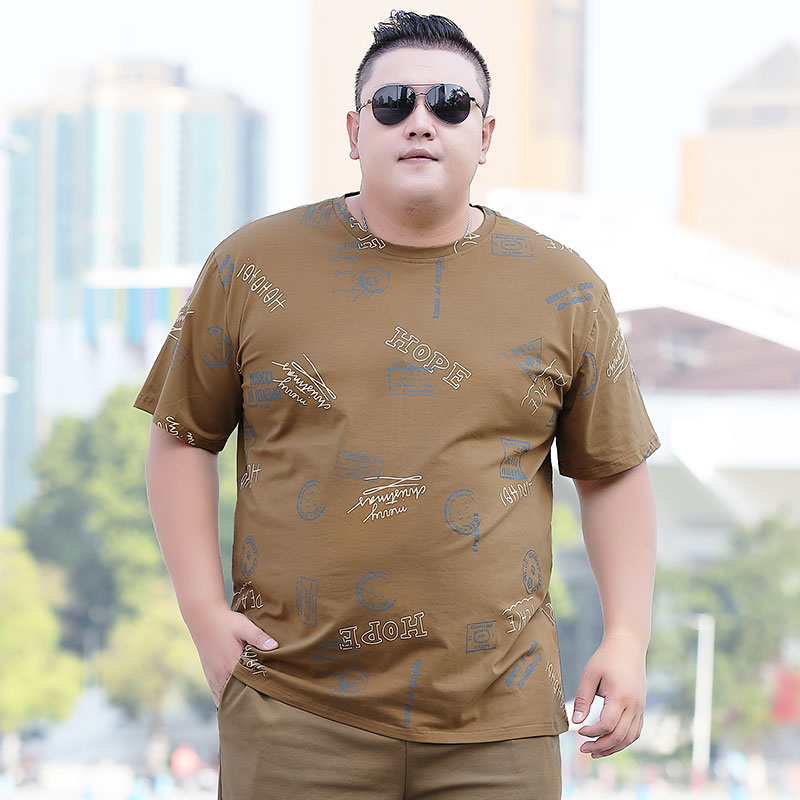 大码男装短袖t恤男士宽松灰色时尚肥佬加肥加大号潮胖子半袖夏季