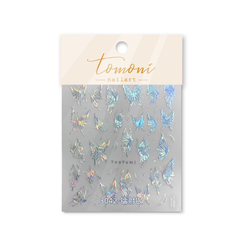 Tomoni Shell Light 3041 Dudu Cooperation Adhesive Nail Stickers Japanese Stickers 5D Nail Sticker Paper Butterfly