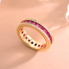 欧美ins风时尚设计镀18k金色戒指双排镶满钻满天星戒指女气质指环