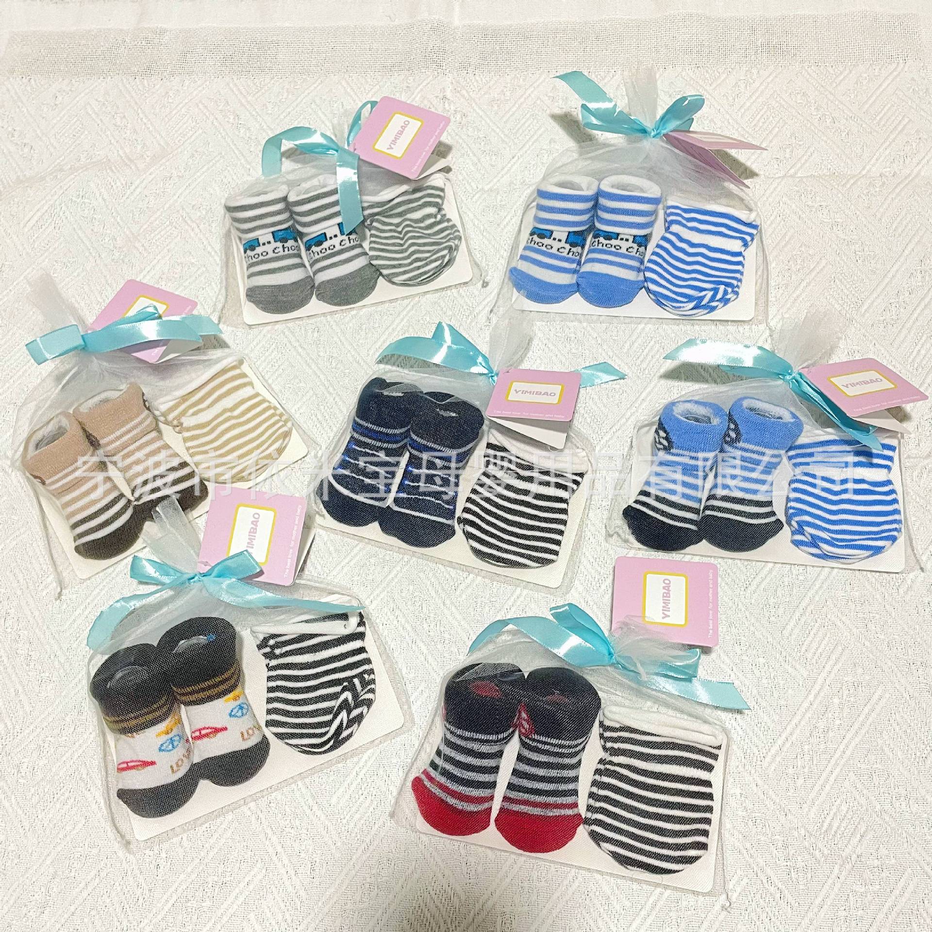 Factory Direct Sales Cute Cartoon Baby's Socks Set Striped Dots Spring and Autumn Pure Cotton Gloves + Socks Set