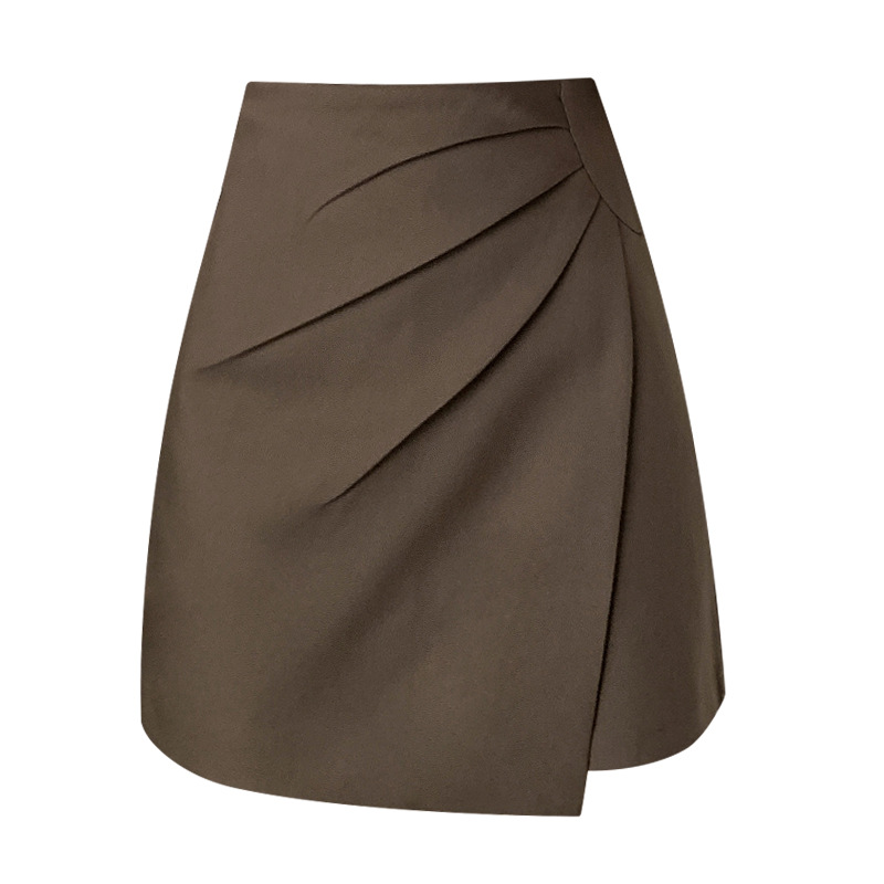 Irregular Pleated Skirt for Women 2023 Spring and Summer New High Waist Hip Skirt Suit a Words Anti-Exposure Short