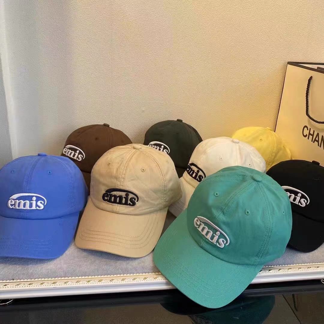 字母emis刺绣鸭舌帽女显脸小韩版遮阳防晒帽男时尚百搭牌棒球帽-询价