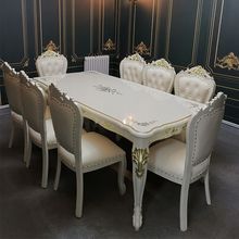 欧式风格8餐桌 欧式实木餐桌椅组合 大理石餐桌 剧本杀店桌椅