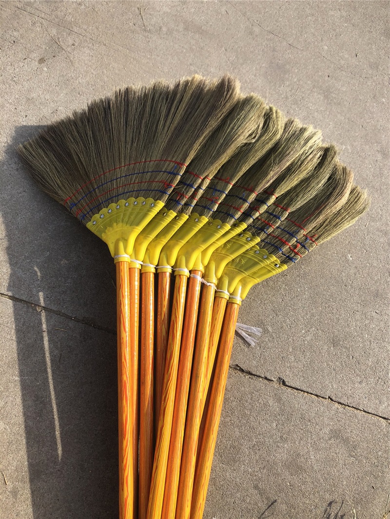 厂家直销家用软毛扫把凤尾草扫把软芒草笤帚扫帚草编扫帚八钉扫把