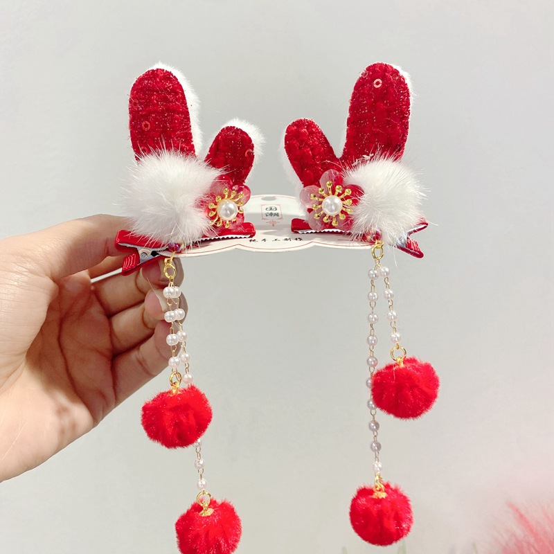 New Year Barrettes Autumn and Winter Han Chinese Clothing Hair Accessories 2024 New Dragon Year Barrettes Cat Ears Dragon Horn Headdress for Han Chinese Clothing Children