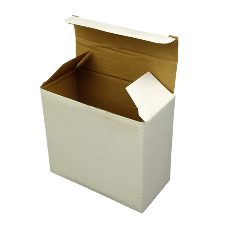 白色纸盒翻盖扣底包装3层e瓦楞小盒长方形五金小内盒牛皮纸色坑盒