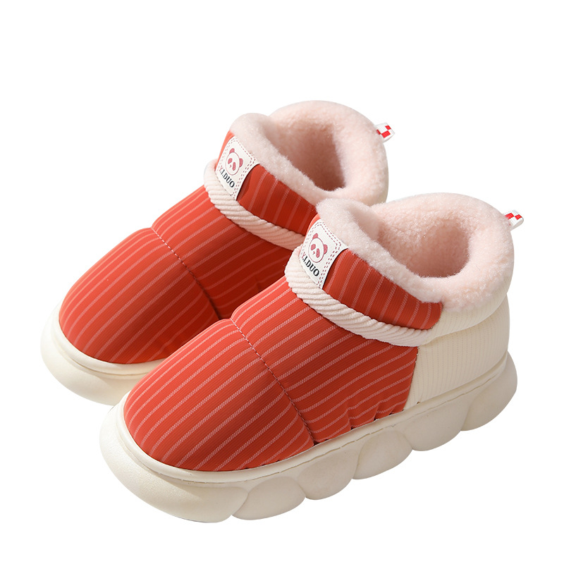 2023 New Style Women's Winter Cotton Slippers Fleece Lined Padded Warm Keeping Couples Cotton Shoes High Non-Slip Outer and Inner Wear Men