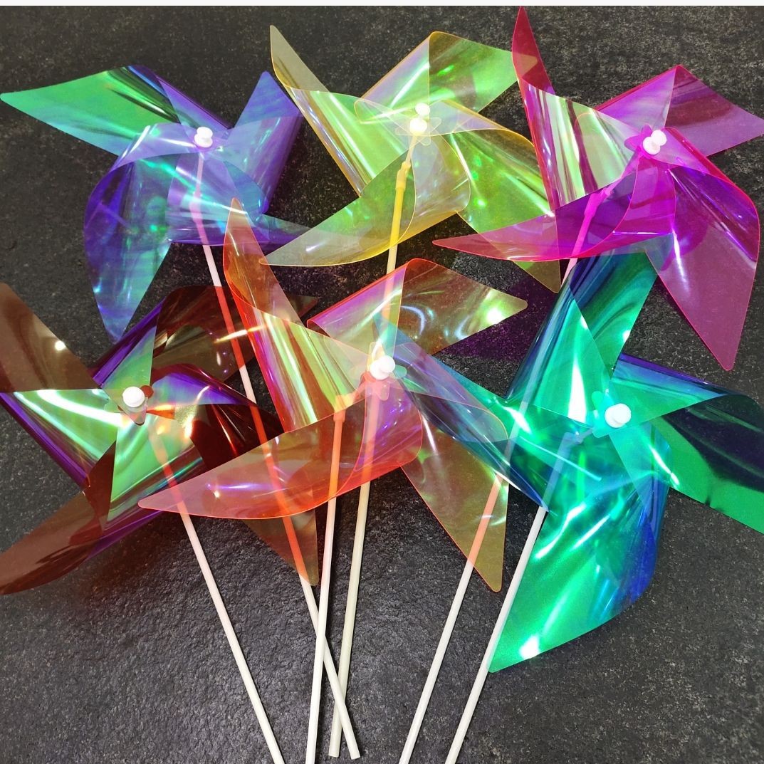 30cm儿童手工户外幼儿园装饰 太阳花风车 四角四叶插