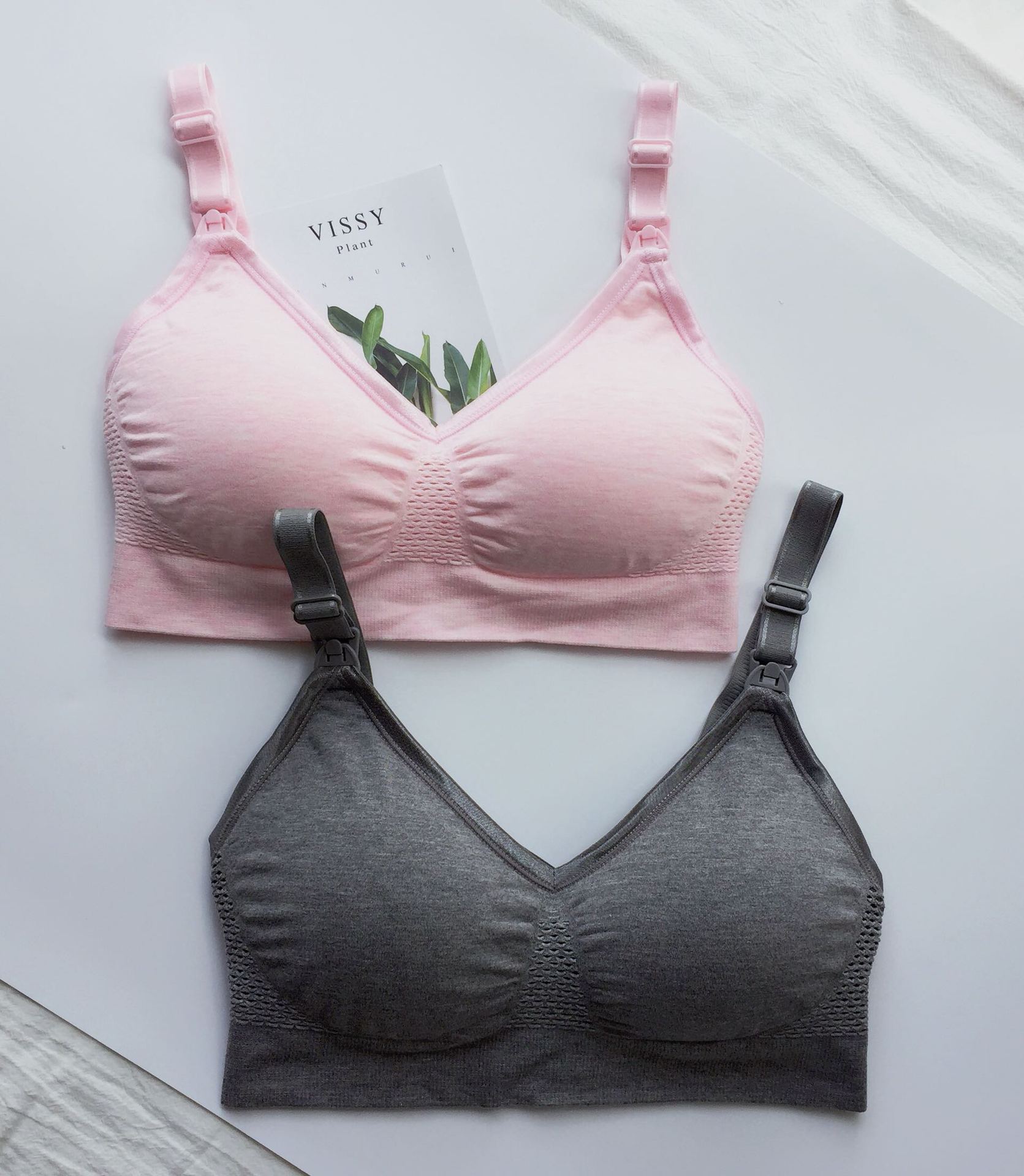 孕妇无钢圈内衣春夏小胸聚拢喂奶胸罩大码棉质哺乳文胸2件装新款