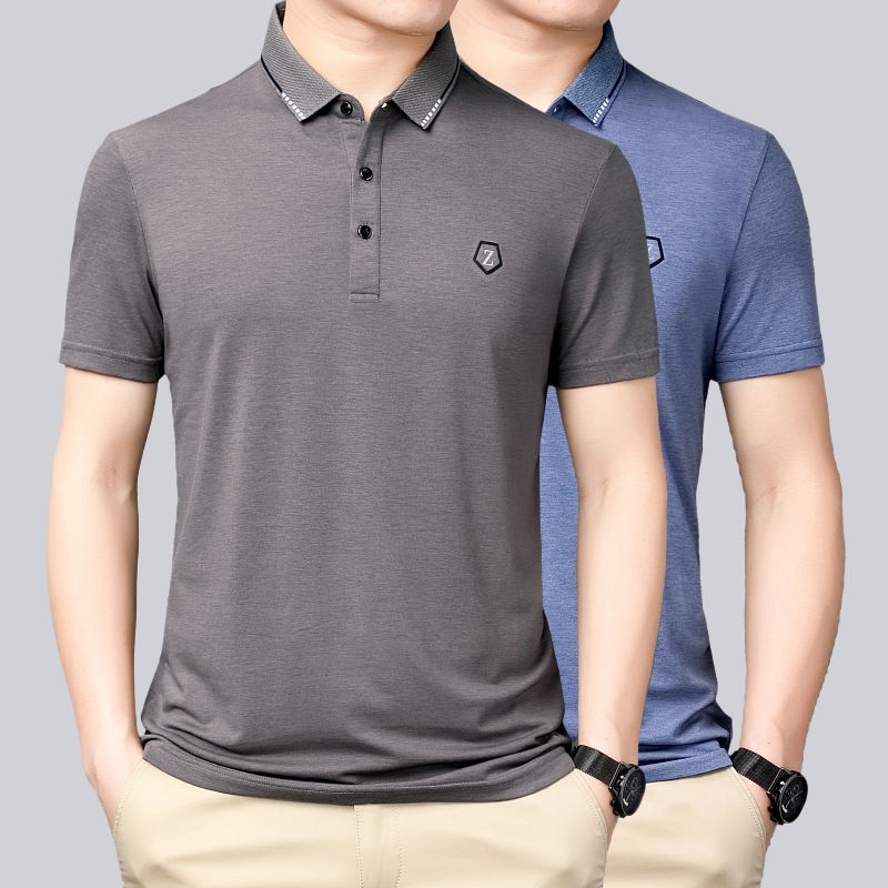 品牌轻奢男士短袖t恤春夏时尚新款百搭上衣中年商务休闲免烫体恤