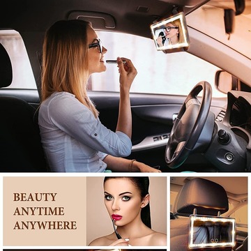 led车载化妆镜遮阳板补光镜智能带灯汽车用品美容化妆镜跨境外贸