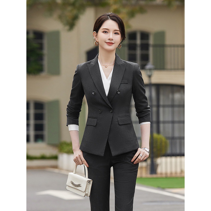 2024职业套装经理接待制服酒店蓝色前台工作装女西装正装气质套裤