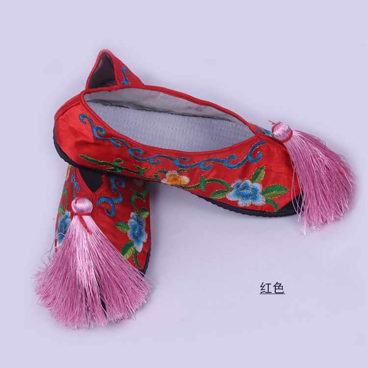 戏鞋花旦鞋彩鞋轮胎底绣花鞋女戏剧用品彩鞋古装小姐鞋戏曲彩鞋包