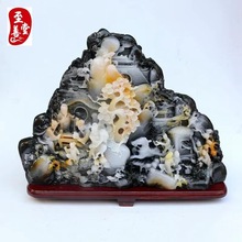 桃园三结义玉石摆件寿山石芙蓉石工艺品奇石原石石雕居家办公乔迁