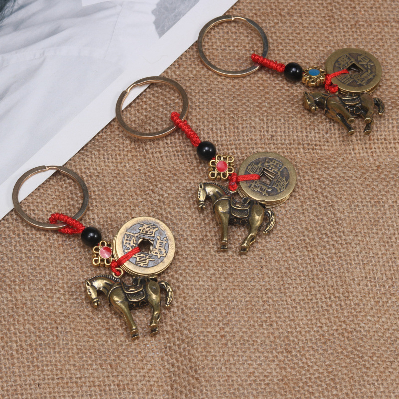 五帝钱铜葫芦挂件打麻将神器马上逢赌必赢汽车钥匙扣铜钱挂饰礼物