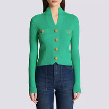 翠绿色23春季新款小香风针织套装长袖+包臀半裙轻奢高级感两件套