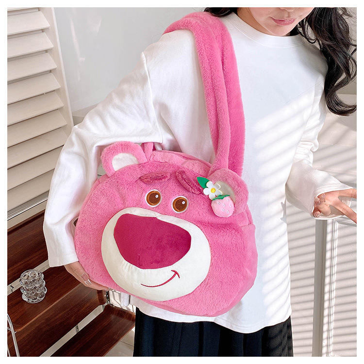 Clow M Plush Bag Female Ins Super Popular Cute Student Autumn and Winter Student Handbag Large Capacity Shoulder Bag Soft Girl