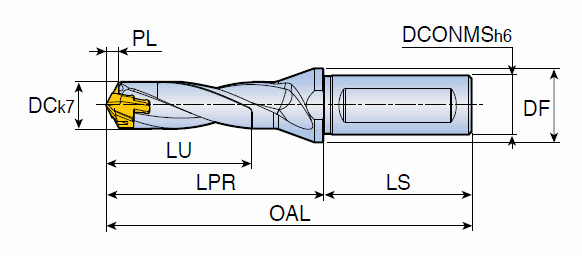 特固克皇冠钻tcd070-074-12s0-8d带圆柱形柄冷却液孔的可更换钻头