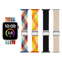 适用苹果手表表带iwatch表带单圈编织尼龙可调节卡扣塑料头表带