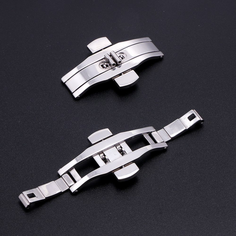 厂家现货批发表扣蝴蝶扣316l不锈钢手表扣子钟表配件卡扣双按折叠