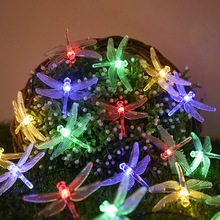 亚马逊爆款led太阳能蜻蜓灯串小蜜蜂防水庭院花园装饰灯圣诞彩灯
