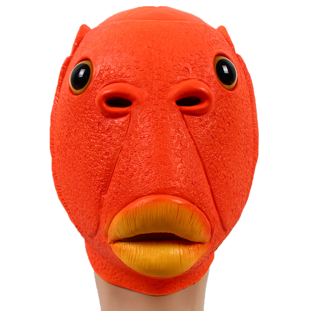 现货网红绿鱼头套鱼头绿鱼面具节日搞笑整蛊沙雕绿头怪怪鱼面具