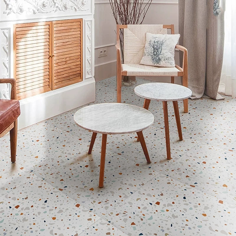 彩色水磨石瓷砖600x600厨房卫生间地砖客厅哑光地砖房间背景墙砖