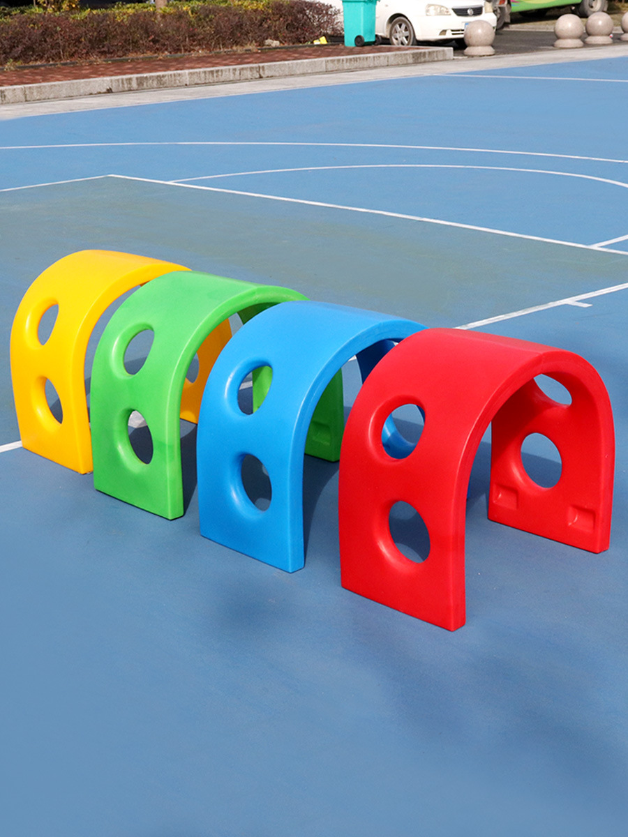 儿童拱形独木桥滚塑钻洞跨栏塑料阳光4节8隧道室内户外活动幼儿园