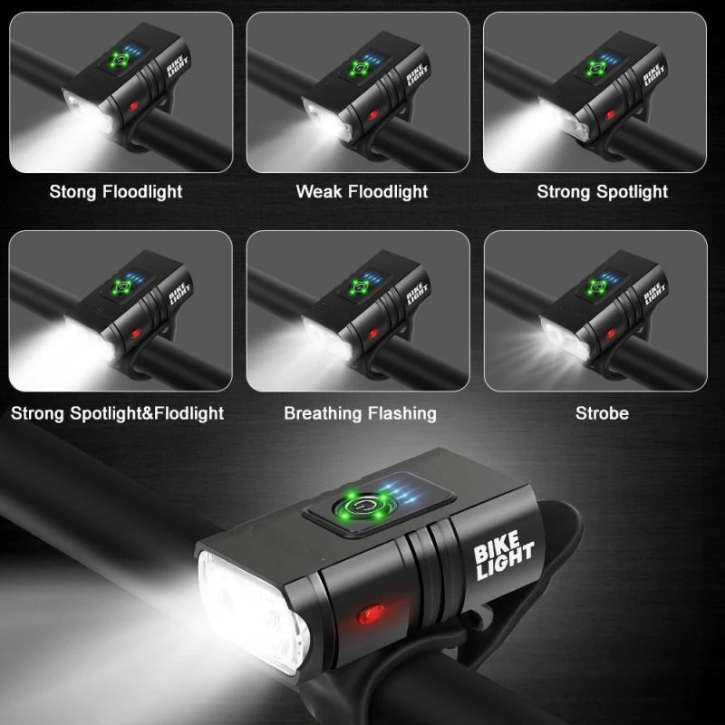 Bicycle Light Usb Light T6 Light Power Torch Riding Night Riding Power Display Mountain Bike Headlight Accessories