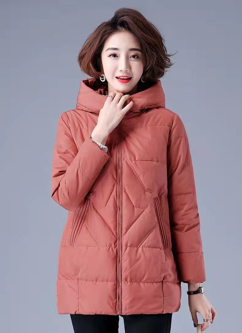 冬季新款韩版大码女装棉服外套中长款加厚连帽宽松显瘦百搭棉衫