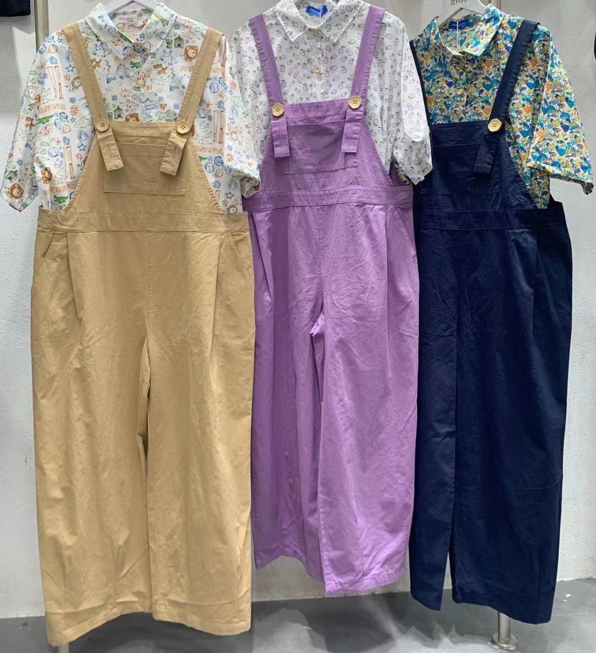 高品质夏季洗水棉布学院风背带裤宽松显瘦学生女简约ins休闲裤潮