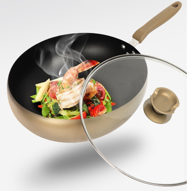 新款法式回飞锅家用无烟不粘炒锅平底锅厨房炒菜锅会销礼品锅批发