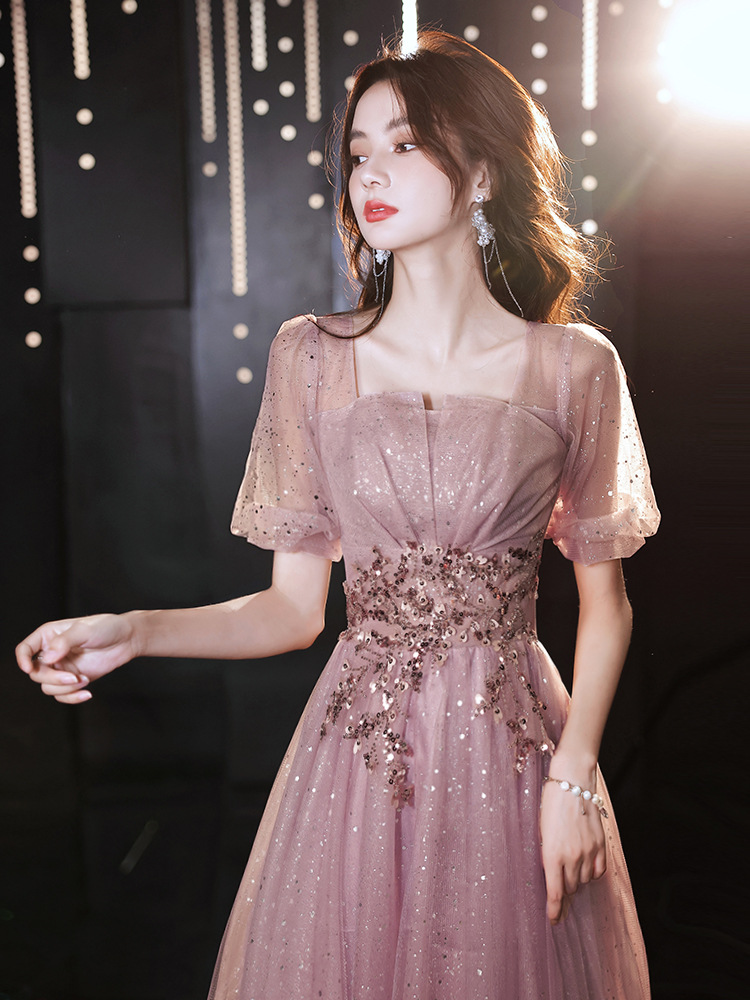 0成交4件小晚礼服裙女宴会气质生日派对钉珠花朵短款18岁成年礼伴娘