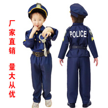 万圣节儿童警察服角色扮演小孩游戏服表演万圣节变装舞会派对服装
