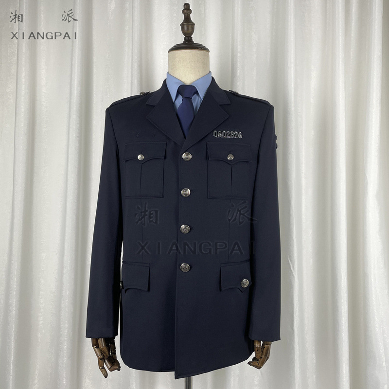 量身做劳保制服 男女款制式工装 藏青毛涤哔叽通勤工作服团体批发